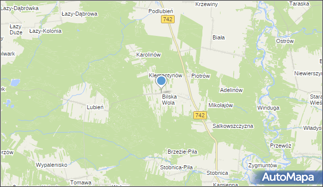 mapa Bilska Wola, Bilska Wola na mapie Targeo